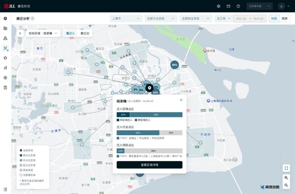 搬迁分析功能界面（为确保信息安全，展示界面为特殊处理画面）