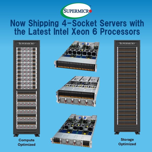 现已开始出货搭载最新英特尔至强6代处理器（intel xeon 6 processors）的四路服务器